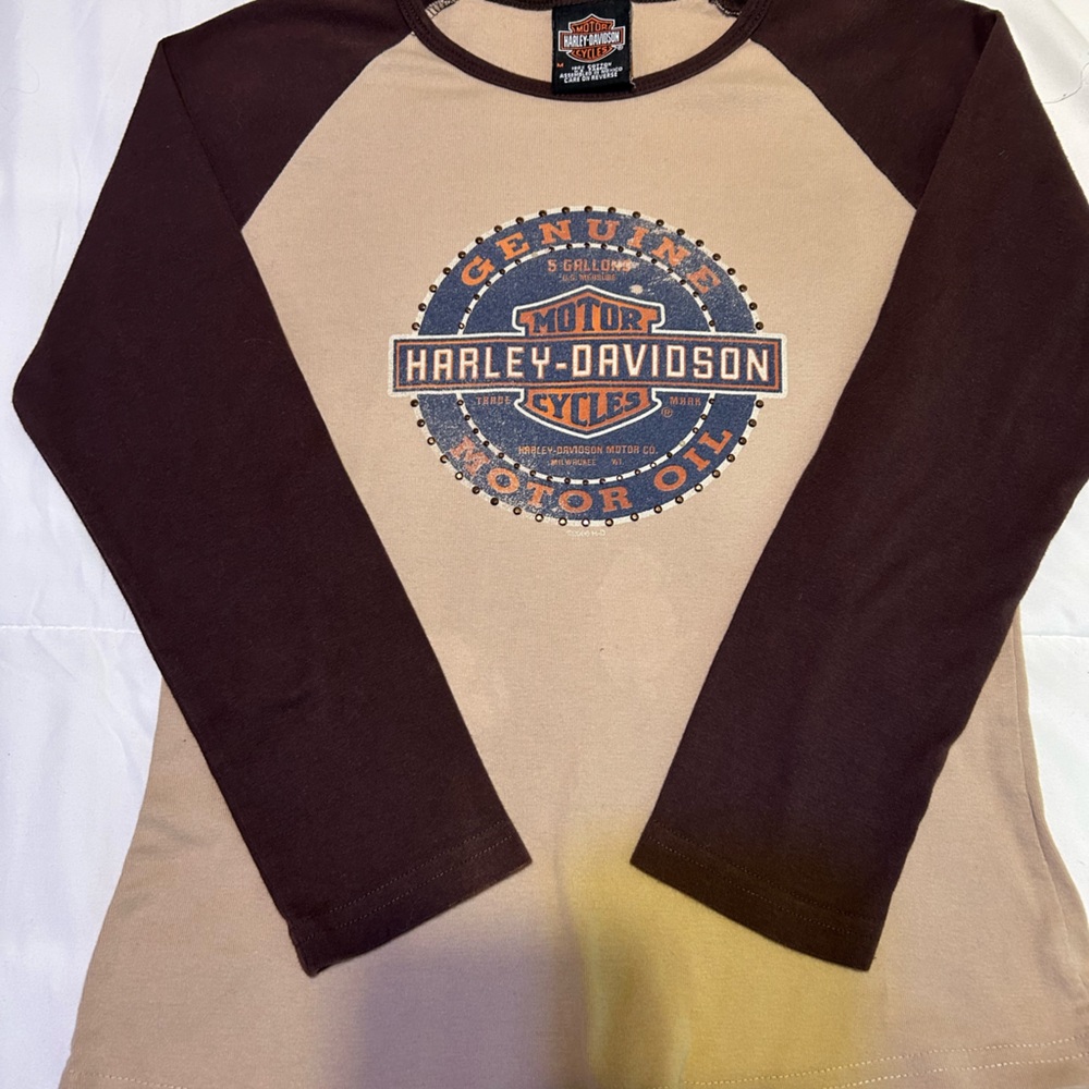 Harley-Davidson Tan and Brown Shirt